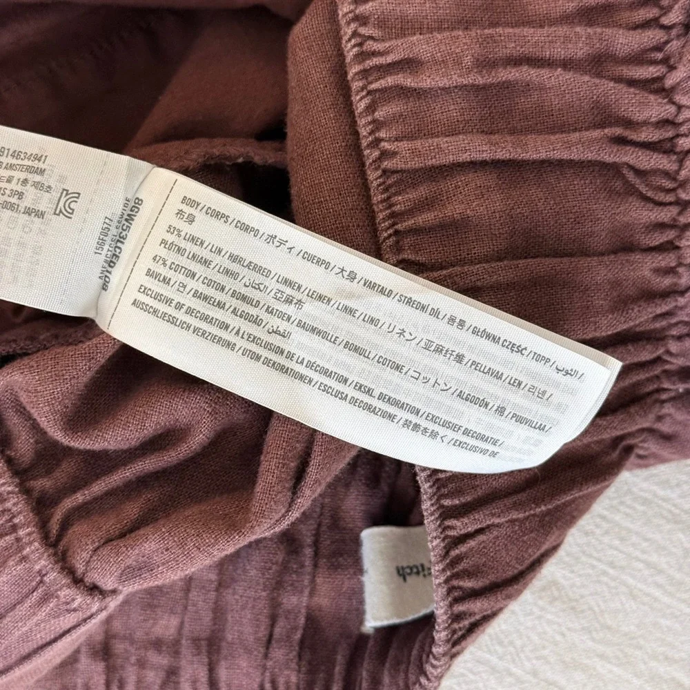 Abercrombie & Fitch Linen Blend Pleated Wide Leg Pants Womens Small Brown